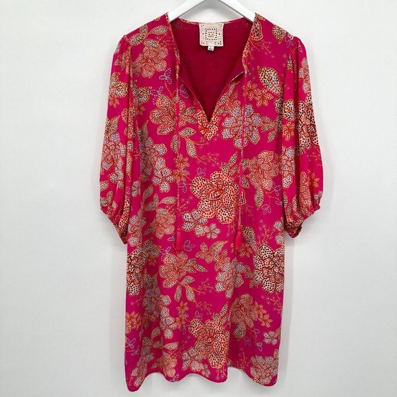 Johnny Was Dresses & Skirts - Johnny Was Jade Vesna Dress Small 100% Silk Floral Pink 3/4 Sleeves Womens